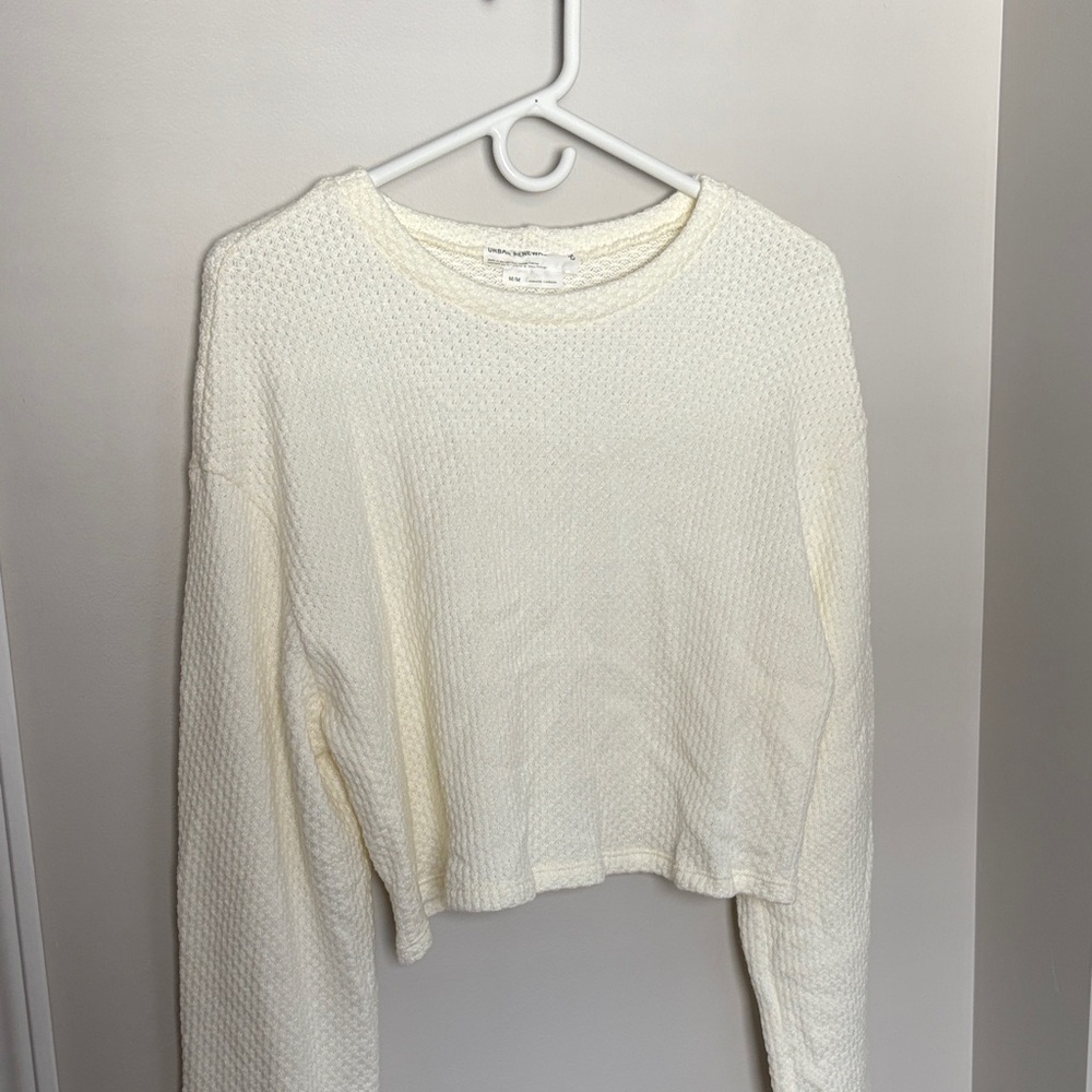 Urban Renewal Cream Textured Sweatshirt